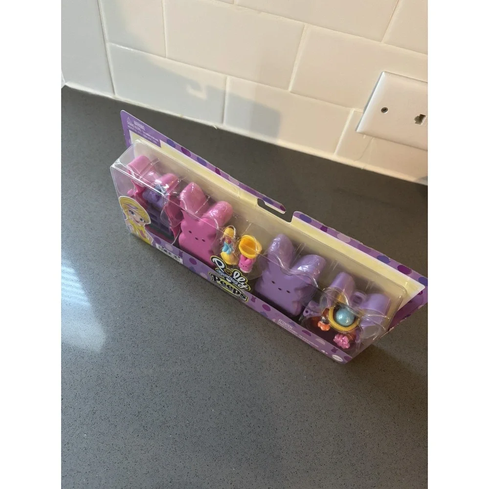 Polly Pocket x Easter PEEPS 6 Micro Dolls & 2 Playsets 6 Access. & 1 Clip On NEW
